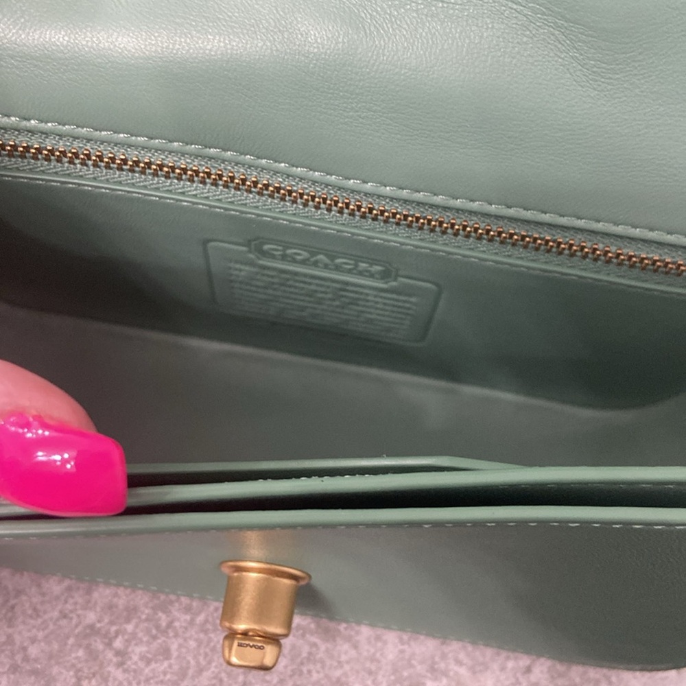 Coach Limited Edition Quilted DinkyGreen Crossbody Bag with Gold Accents - Picture 6 of 10